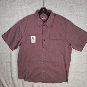 Wrangler All Day Comfort Soft Men Size Large Purple Button Up Shirt Cowboy